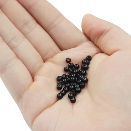 2500 Pcs 4mm Black Acrylic Round Beads, Pearl-Luster Loose Beads for Adult Jewelry Making, Bracelet and Necklace Crafting Supplies - color: Black