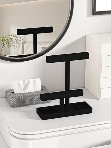 Bracelet and Necklace Holder,Velvet Jewelry Necklace Display Organizer Stand,bracelet Holder for Selling,Bracelet and Necklace Storage Tree (Style 2（Black）) - style: Style 2（Black）