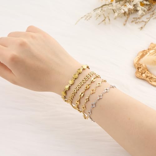 KYUNHOO 4 Meters Hollow Clover Leaf Jewelry Chain Roll Gold Plated Stainless Steel Chains for Jewelry Making with Lobster Clasps and Jump Rings for Necklace DIY - color: Leaf Clover Gold