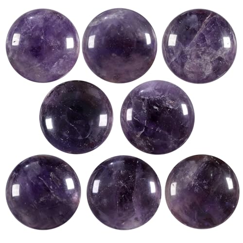 moonsix 10PCS Round Amethyst Cabochons Flatback CAB Gemstone Beads Crystal Flat Stone for DIY Craft Jewelry Making, 22mm - color: purple, size: 22mm