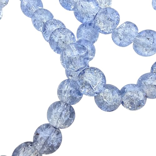 DandS ltd Crackle Lampwork Glass Beads for Jewelry Making, Blue Quartz, Vibrant DIY Bracelets, Necklaces, Beading Supplies & Craft Kits for Handmade Jewelry, 80pcs 0.39 inch (10mm), #J272-10 - color: Blue Quartz