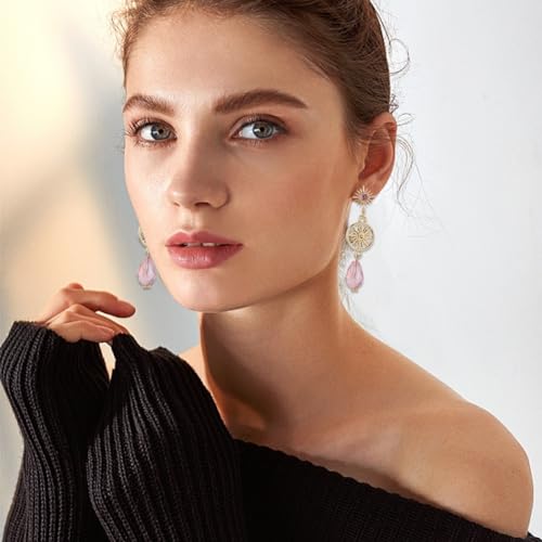 Beebeecraft 1 Box 10Pcs Sun Stud Earring Finding 18K Gold Plated Earring Post with Pink Cubic Zirconia Earring Component for Jewelry Making - color: Gold, Rose Cz