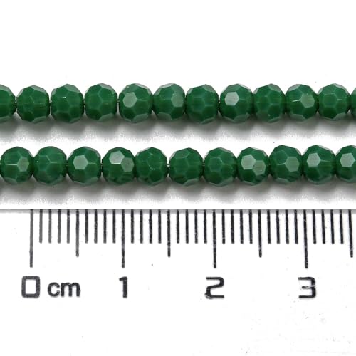 Perlin Czech Bohemian Crystal Glass Beads Faceted Round 4mm 90 Pieces Loose Spacer 1 Strand Beads for DIY Jewelry Earrings Necklace Bracelet Making (Green Opaque) - color: Green opaque