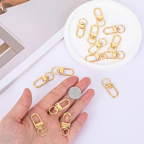 30 Pieces Lobster Claw Clasps Gold Swivel Snap Hooks, Metal Lobster Clasp Keychain Swivel Lanyards Snap Hooks Key Chain Hooks for Jewelry Making Purse Bags Keychain Clasp Connector Art Crafts