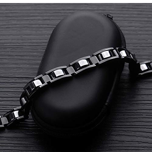 Feraco Mens Magnetic Bracelets, Classic Balck Titanium Stainless Steel Bracelets with Natural Hematite Magnet Stones,Men's Jewelry Gifts,8.66 inch - color: Black