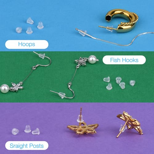 Earring Backings, Rubber Earring Backs for Stud Earrings for Women, Backs for Fish Hook Earrings (100 Pieces) - color: 100 backs