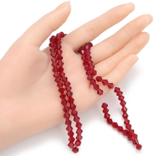 250pcs Czech 6mm (0.24 Inch) Faceted Bicone Crystal Glass Loose Beads Spacer Bulk Siam Red Red for DIY Craft Jewelry Making CCB605 - color: Siam Red, size: 6mm - 250pcs