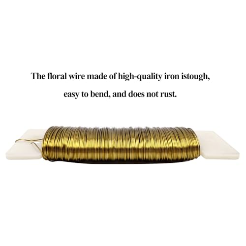 26 Gauge Golden Metal Floral Wire, 38 Yards/35 Meters,for Christmas Wreaths,Tree Decoration,Flower Arrangement,Craft Wire,Flower Wire,Garden Wires,Flowers Bouquet Accessories,Jewelry Wires DIY - size: 26Gauge-Golden-1P/38Yards