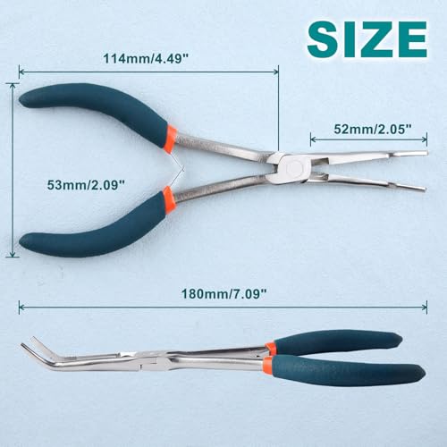 SPEEDWOX Long Reach Needle Nose Pliers with Serrated Jaws Bend Nose Pliers Fish Pliers Hook Remover Angled Needle Nose Plier with Cutter for Hard to Reach Narrow Spaces Jewerly Making - style: Needle Nose Pliers with bend nose