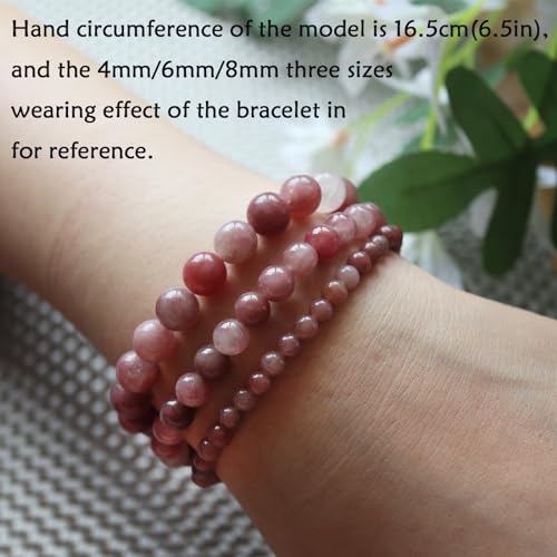 Natural Healing Gemstone Bracelet Handmade Yoga Stretch Elastic Bracelet Stress Relief Crystal Jewelry for Men and Women - color: Angel Quartz(Soothe the mood), size: 6mm