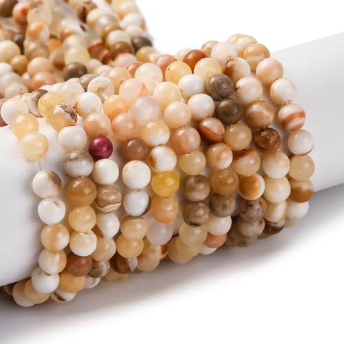 4MM 10 Strands 850 pcs Round Theme Natural Yellow Jade Beads Round Stone Spacer Beads for DIY Jewelry Necklace Bracelet Earring Keychain Craft Decor - color: Round Theme Beads-850 pcs