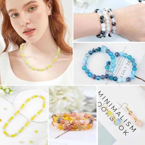 DUQGUHO 8mm Yellow Beads for Jewelry Making Yellow Glass Beads for Crafts Bracelets, Necklaces & DIY Crafts Glass Round Bead 360PCS - color: 4-Yellow