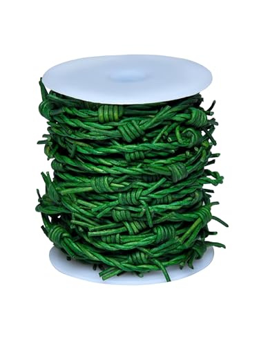 Artificial Barbed Wire Ribbon Trim Real Leather Cord for Party Home Decoration, Gift Boxes, DIY Crafts - 33 Feet Spool by Cords Essentials (Sea Green) - color: Sea Green