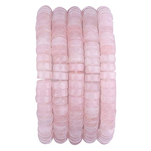 BEADIA Natural Rose Quarts Crystal Spacer Beads Caps Loose Semi Gemstone for Beading Jewelry Making 6mmx3mm 38cm - color: Rose Quarts Crystal, size: Round 6mm x 3mm