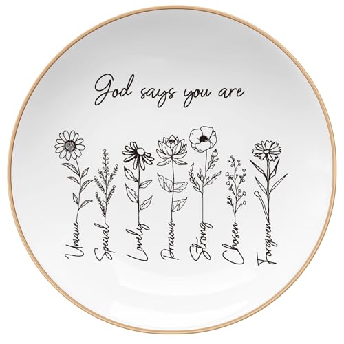 LITTLEBIGGER God Says You are – Ring Tray, Confirmation Gifts for Teen Girls, Christian Gifts for Women, Christian Jewelry Dish, Religious Gifts for Women, Graduation Gifts – Jewelry Dish Tray - style: Inspirational-Round
