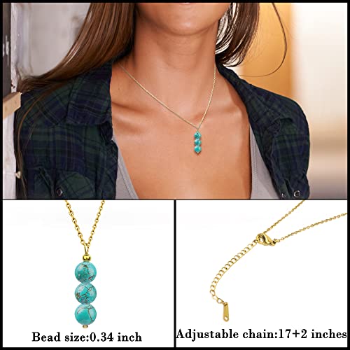SmileBelle Crystal Necklace, Jade Necklace for Women as Anniversary Birthday Mothers Day Gifts for Women 14k Gold Black Tourmaline as Birthstone Jewelry for Girls Dainty Crystal Jewelry - color: Green Turquoise