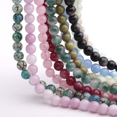 6mm Natural Stone Beads 65pcs Aquamarine Polished Round Smooth Crystal Loose Gemstone Beads for Jewelry Making DIY Bracelet Necklace Earring Crafts Supplies - color: Aquamarine 6mm-65pcs