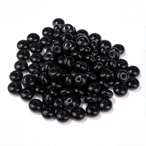 Raicegs 100pcs 5×8mm Rondelle Black Tourmaline Beads Natural Gemstone Beads Abacus Disk Stone Loose Beads for Jewelry Making DIY Bracelets Necklace - color: Black Tourmaline, size: 5×8mm Rondelle