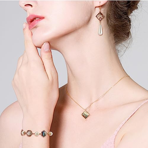 BENECREAT Abalone Shell Charms, Paua Shell Pendant Shell Charms for Jewelry Making - color: 4 Style Connector