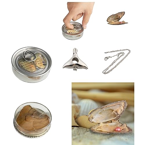 MilkyWay Wish Pearl Necklace Kit, DIY Necklace Making Kit, lotus Necklace Cage Locket Cultured Pearl in Oyster Set, 16.9", Surprise Gift For Wife, Girlfriend,Mother - color: C