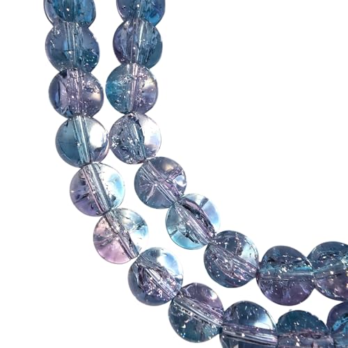 DandS ltd Crackle Lampwork Glass Beads for Jewelry Making, Dream Blue, Vibrant DIY Bracelets, Necklaces, Earrings, Beading Supplies & Craft Kits for Handmade Jewelry, 80pcs 0.39 inch (10mm), #J228-10 - color: Dream Blue