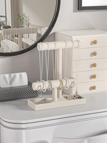 Bracelet and Necklace Holder,Velvet Jewelry Necklace Display Organizer Stand,bracelet Holder for Selling,Bracelet and Necklace Storage Tree (Style 2（Beige）) - style: Style 2（Beige）