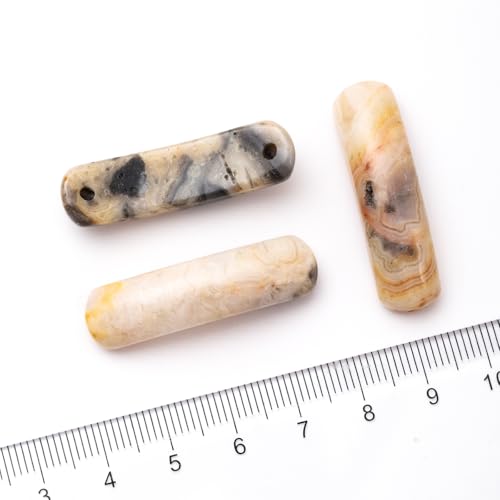 5PCS Natural Crazy Agate Stone Rectangle Curved Beads Gemstone Pendants Connectors for DIY Bracelet Neclace Jewelry Making - color: Crazy Agate