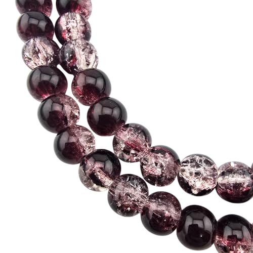 DandS ltd Crackle Lampwork Glass Beads for Jewelry Making, Hematite Quartz, Vibrant DIY Bracelets, Necklaces, Beading Supplies & Craft Kits for Handmade Jewelry, 80pcs 0.39 inch (10mm), #J263-10 - color: Hematite Quartz