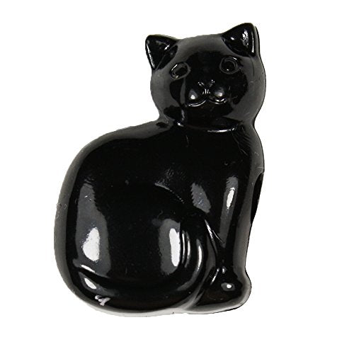 BeadTin Black Opaque 23mm Cat Shaped Plastic Pony Beads (24pcs)