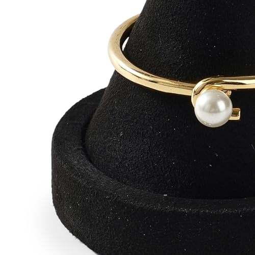 Solid Wood Bracelet Bangle Holder Microfiber Watch Jewelry Display Stand for Vendors Exhibit/Trade Shows/Retail Stores (Black) - color: Black