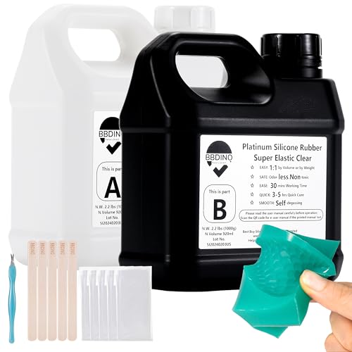 BBDINO Silicone Mold Making Kit Super Elastic Liquid Silicon for Molds Making 70.6 oz, Fast Cure Soft Mould Maker Silicone Rubber for Casting with Resin/Silicone/Jewelry/Soap/Wax/Plaster - color: 70.6 Oz Clear