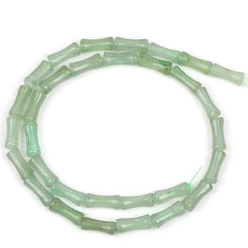 GEM-Inside 30Pcs 5x12mm Natural Green Aventurine Jade Plant Bamboo Knot Bone Beads for Jewelry Making Power Energy Chakra Stone Beads - color: Green Aventurine Jade