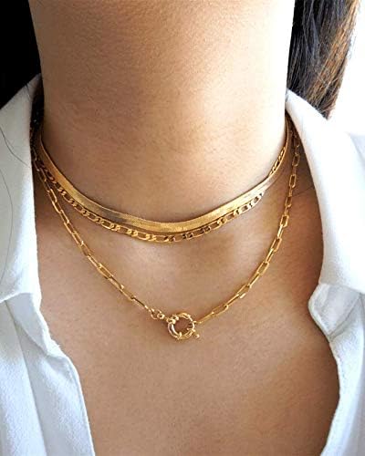 BOUTIQUELOVIN 14K Gold Plated Lock Necklace for Women Paperclip Link Chain Padlock Necklace Non-Tarnish