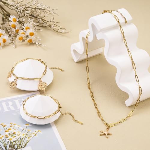SMYHTGLIF 20 Pack Paperclip Chain Bulk Necklace Bracelet for Jewelry Making 4mm Gold Plated Stainless Steel Necklace Bracelet for Women - color: Gold