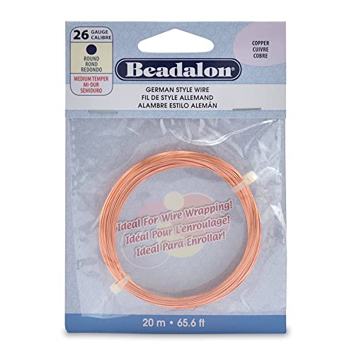 Beadalon German Style Wrapping Wire, Round, Copper, 26 Gauge, 20 m / 65.6 ft - color: Copper, size: 26 Gauge / 65.6 Ft