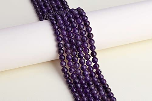 LAIDANLA Amethyst 8mm Natural Stone Beads Round Loose Gemstone Stone Beads for DIY Bracelet Necklace Earrings Jewelry Making Polishing Genuine Real Beading Crystal 96PCS 2 Strand 32" - color: D-Amethyst, size: 8mm