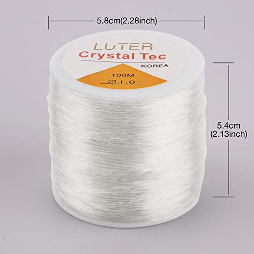 Luter 1mm Clear Bead Cord Crystal Elastic Stretchy Bracelet String for Jewelry Making Necklace Bracelet Beading Thread (328ft)