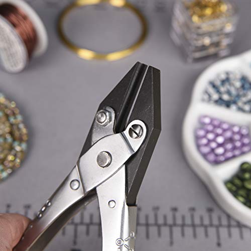The Beadsmith Half Round/Flat Nose Parallel Pliers, 5.5 inches (140mm) Steel tool for jewelry making, with spring - style: Half Round/Flatnose - 140mm