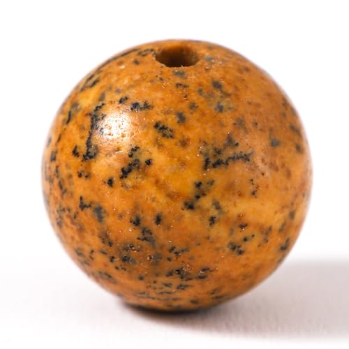 100Pcs Natural Stone 6mm Brown Picture Round Loose Gemstone Energy Healing Beads Hole Size 1mm DIY Smooth Beads for Bracelet Necklace Earrings Jewelry Making - color: Brown Picture, size: 6mm