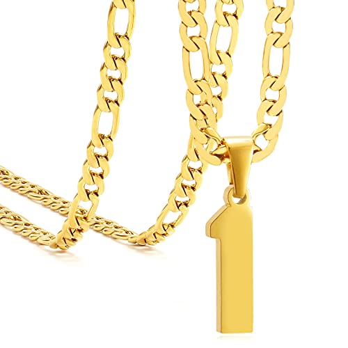 Personalized Jersey Number Necklaces for Mens,Athletes Stainless Steel Sport Number Pendant Chain for Mens Baseball/Basketball/Football Team Inspiration Jewelry with Gifts - color: Gold, style: 1 Gold