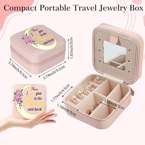 Mom Gifts Mom I Love You To The Moon And Back Jewelry Box Valentines Christmas Mothers Day Gifts for Moms from Daughter Son Kids Easter Birthday Gift for Moms Travel Jewelry Case for Mother - color: mom2 moon
