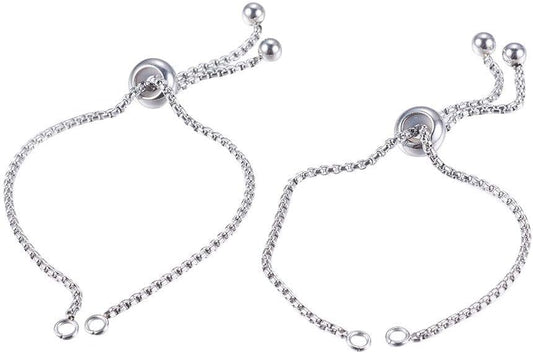UNICRAFTALE 10pcs 9"(230mm) Stainless Steel Adjustable Slider Bracelets Metal Bracelet Chain Slider Bracelet Extender Chains with Ball Ends for Women Jewelry Making DIY - color: Stainless Steel Color