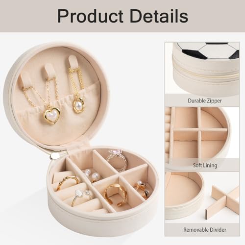 12-Pack Soccer Jewelry Box Bulk Team Gifts for Girls, White Round Mini Travel Jewelry Case for Soccer Players Coaches, Senior Night Tournament Gifting - style: Soccer