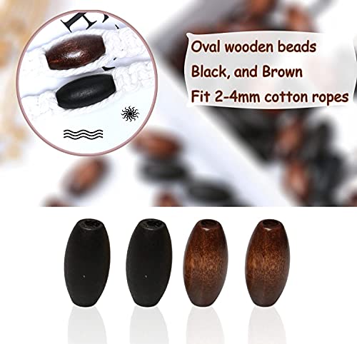 40 Oval Wooden Beads Variety Pack, 13 x 25mm Wood Dreadlock Hair Braid Beads with 4mm Hole Mixed Colors Wooden Tube Spacer Beads for Macrame Jewelry Craft Making - color: 26x13mm, Coffee&Dark Brown#40pcs
