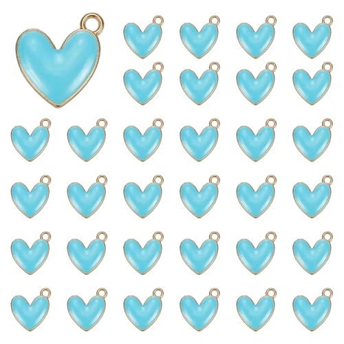 MECCANIXITY Enamel Alloy Heart Charm, Valentine Heart Pendants Love Jewelry Making Charm for DIY Necklace Bracelet Earrings Keychain - color: Blue