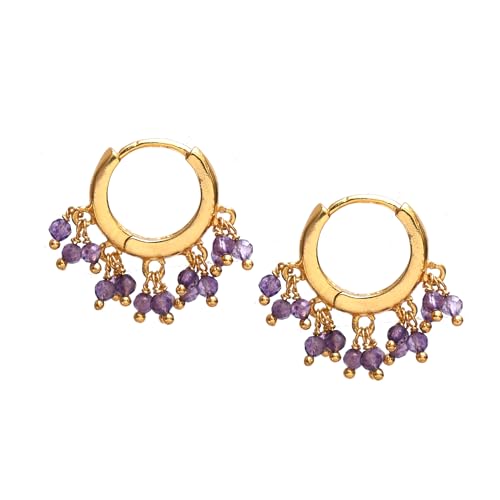 Gempires Natural Gemstone Beads Crystal Earrings Lightweight Elegant Handmde Jewelry Hypoallergenic Gold Plated Classic Design Huggie Earrings For Women