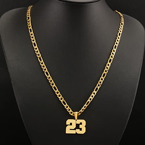Personalized Jersey Number Necklaces for Mens,Athletes Stainless Steel Sport Number Pendant Chain for Mens Baseball/Basketball/Football Team Inspiration Jewelry with Gifts - color: Gold, style: 0 Gold