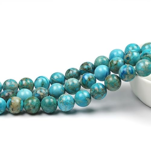 MJDCB 12mm Light Blue Imperial Jasper Gemstone Beads Round Loose Stone Bead for Jewelry Making Bracelets Necklaces - color: Light Blue Imperial Jasper, size: 12mm
