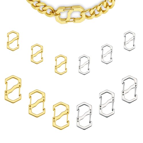 Double Opening Lobster Clasp,Gold and Sliver Bracelet Clasp Charm Clasp,Necklace Connectors for Multiple Necklaces - 12 Pack (Small &Large) - size: Sliver＆Gold