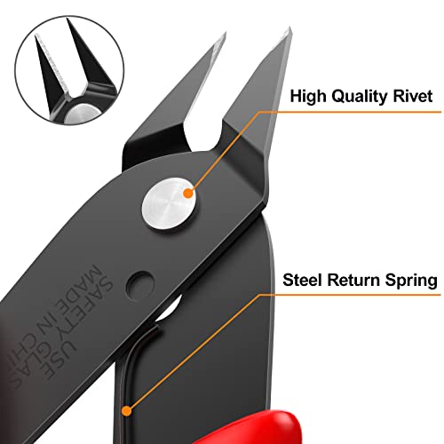 BOENFU Precision Wire Cutters Flush Cutters for 3D Print, Plastic Models, Jewelry Making, Electronics, 5 Inch Small Nippers Sprue Cutter, Red, 2-PCS - color: Red ( 2 Pack )